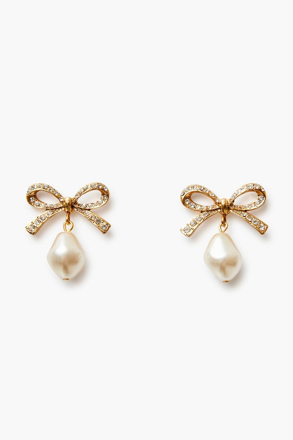 Crystal Antique Gold Noelle Bow Earrings | Jennifer Behr | Tuckernuck (US)