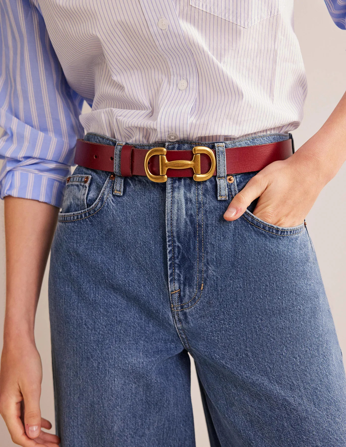 Snaffle-Trim Leather Belt | Boden (US)