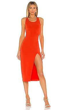 NBD Adilia Midi Dress in Red Orange from Revolve.com | Revolve Clothing (Global)