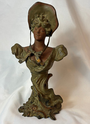 Antique Victorian Lady Bust Painted Cast Metal Statue | eBay US