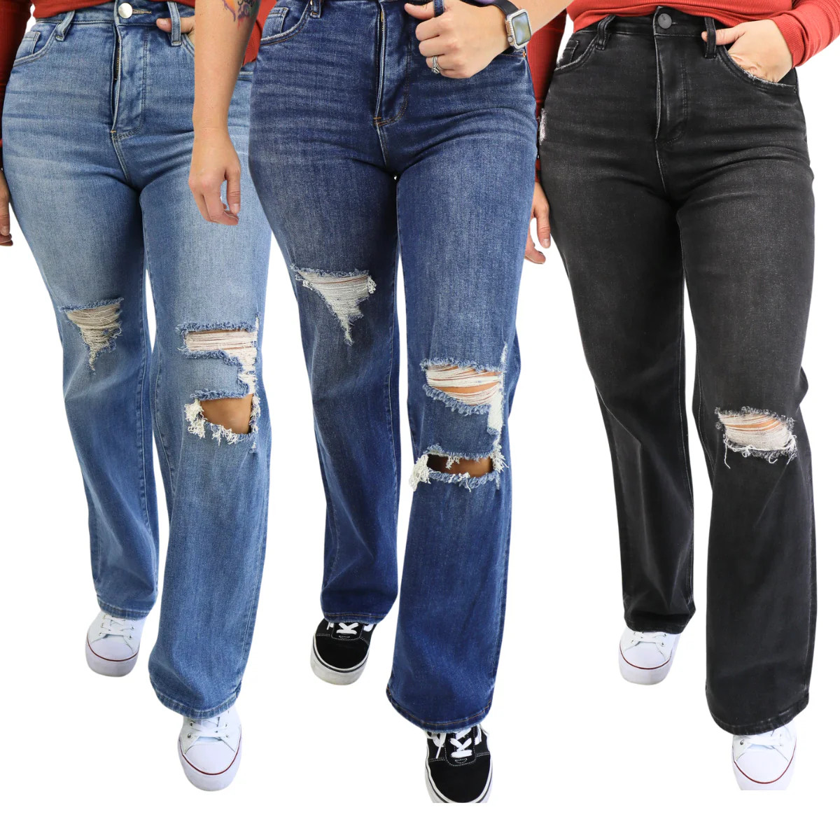 Tummy Control Wide Leg Jeans by RFM | Alexander Jane Boutique