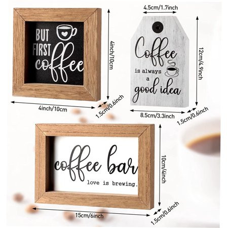 Decorative Signs & Plaques 3 Pieces Mini Coffee Bar Sign Farmhouse Coffee | Walmart (US)