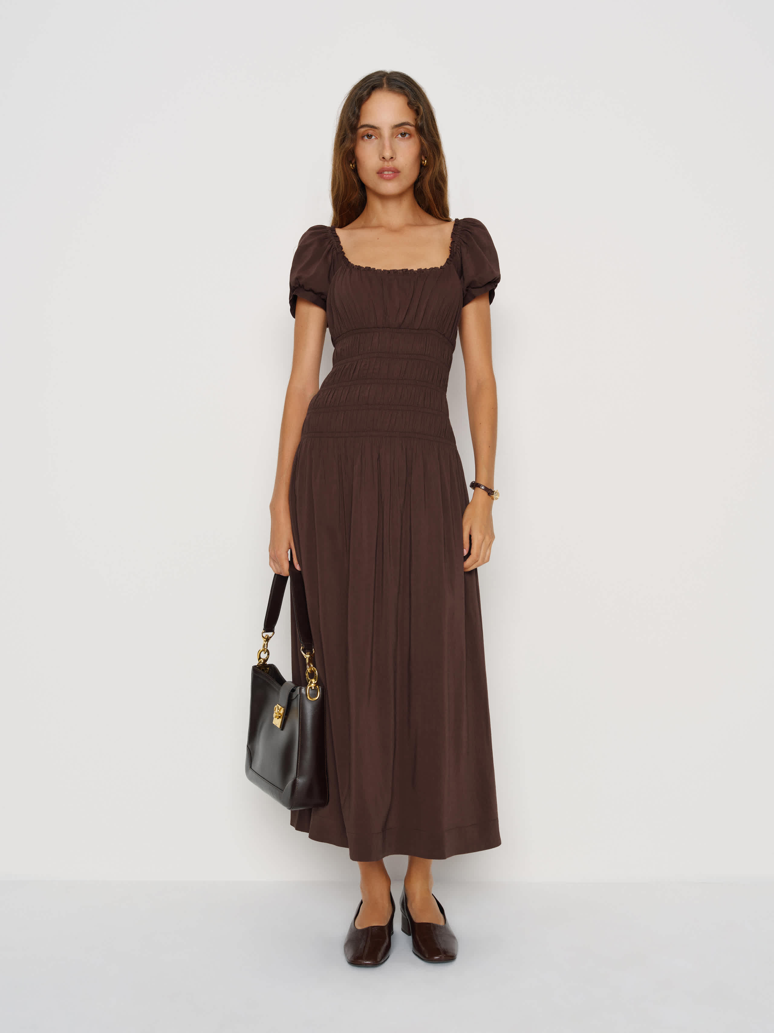 Reformation Riva Dress Brown Large | Reformation (Global)