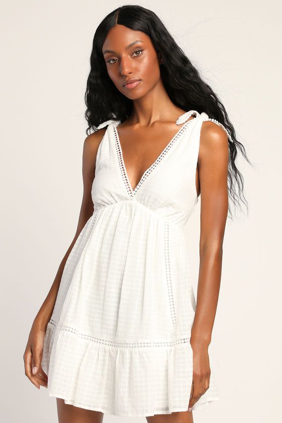 Sweet Summer Love White Tie-Strap Babydoll Mini Dress | Lulus (US)