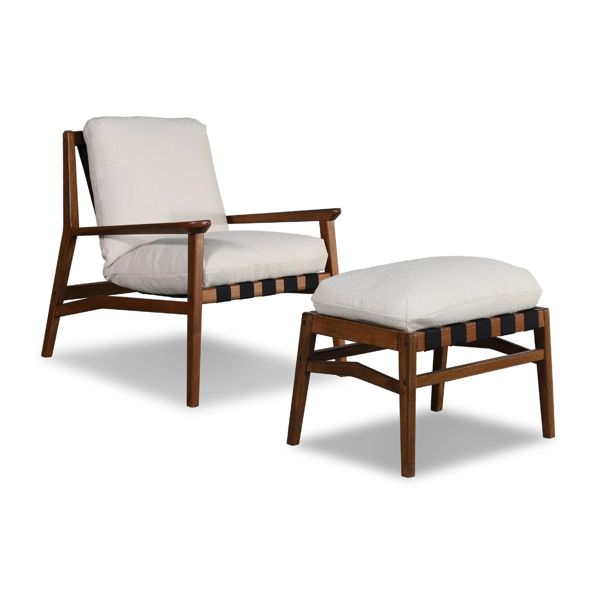 Mid Century Solid Wood Lounge Chair & Ottoman | Wayfair North America