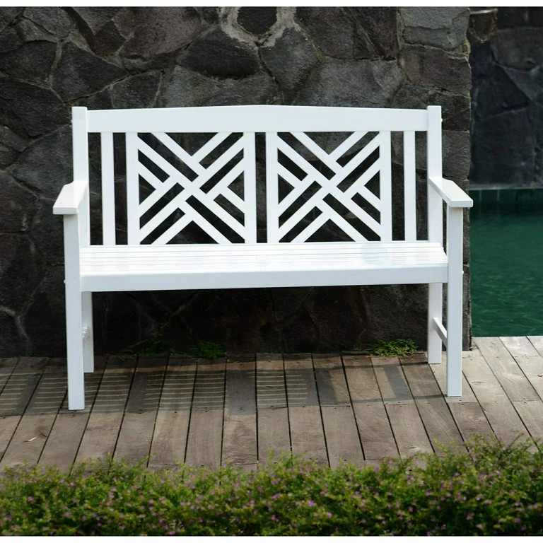 Lattice Loveseat Bench, White | Walmart (US)