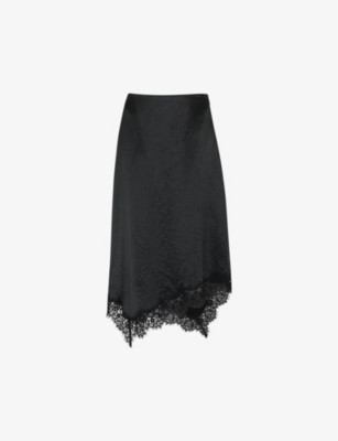 WHISTLES - Lace-trim high-rise satin midi skirt | Selfridges.com | Selfridges