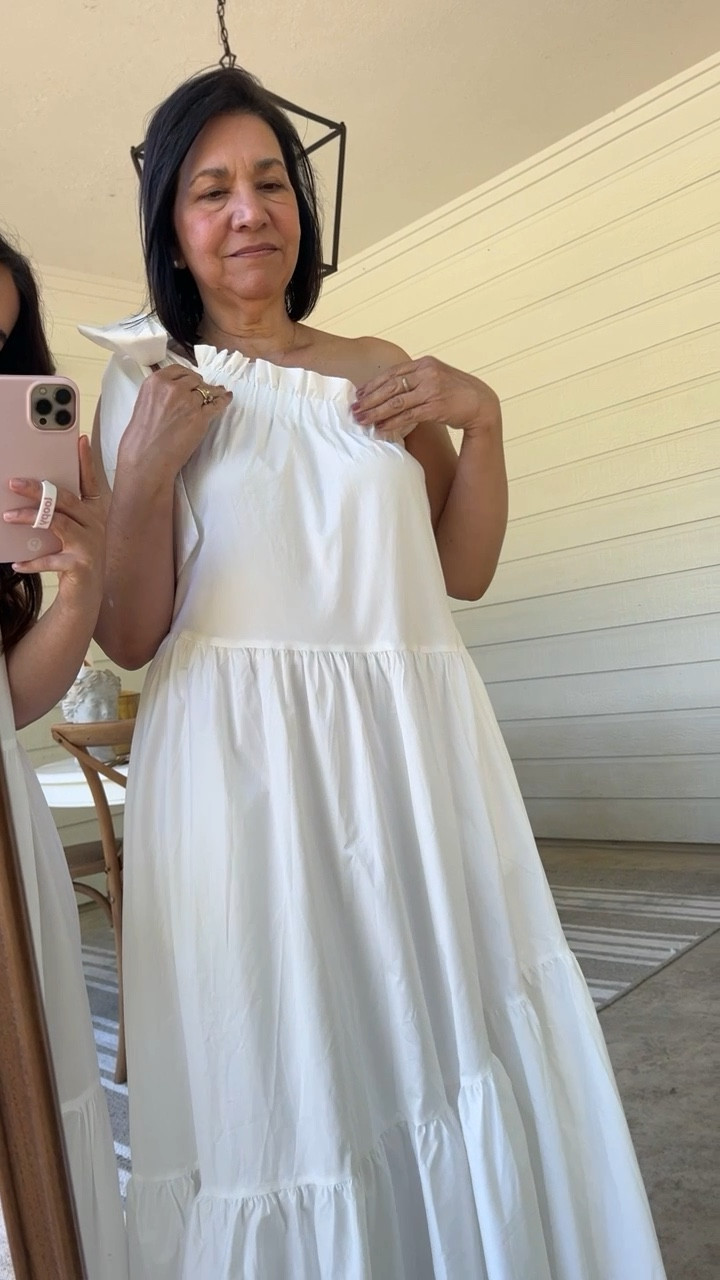 White dresses for all ages! Mom at 62 rocking this beautiful one sleeve! Who’s ready for white season?! The perfect dresses for spring and summer! 

#LTKunder100 #LTKunder50 #LTKstyletip