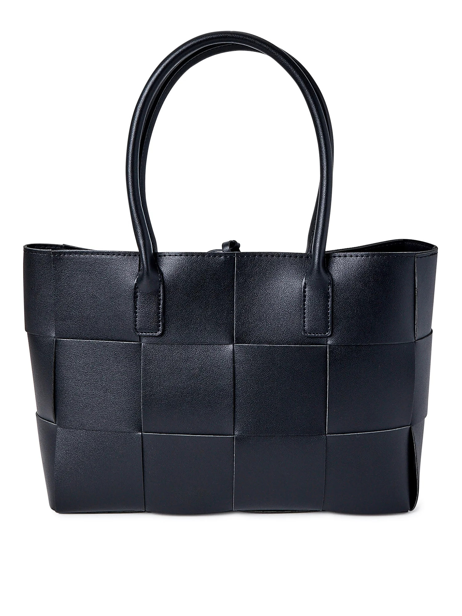 Jane & Berry Women's Adult Woven Faux Leather Tote Handbag Black | Walmart (US)