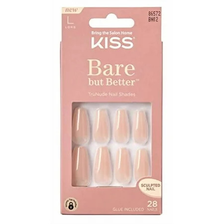 KISS Bare But Better TruNude Fake Nails Nude Nail Shades Manicure Set Nude Drama 28 Chip Proof Smudge Proof Glue-On Nails (Pack of 2) | Walmart (US)