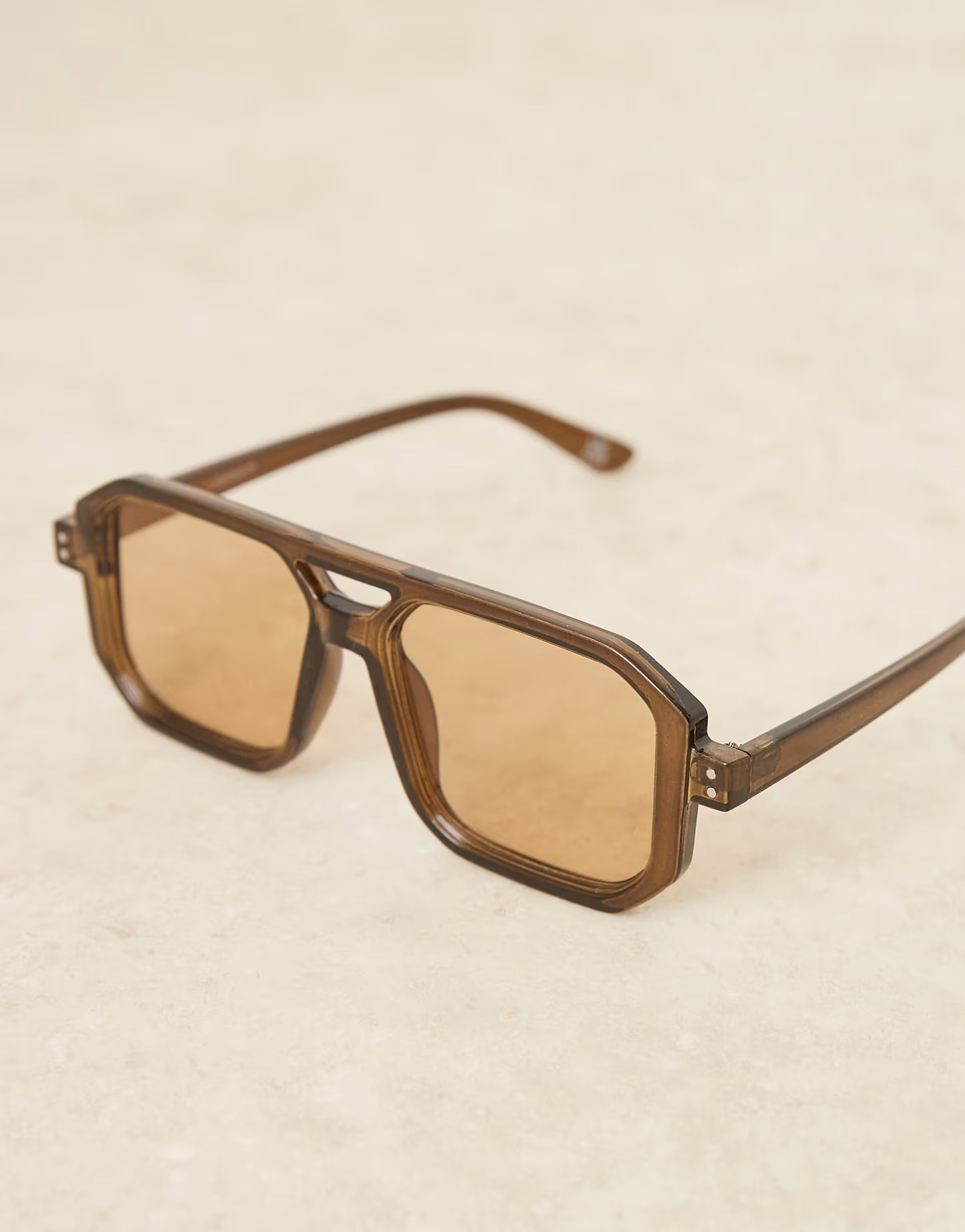 ASOS DESIGN square aviator sunglasses in brown | ASOS (Global)