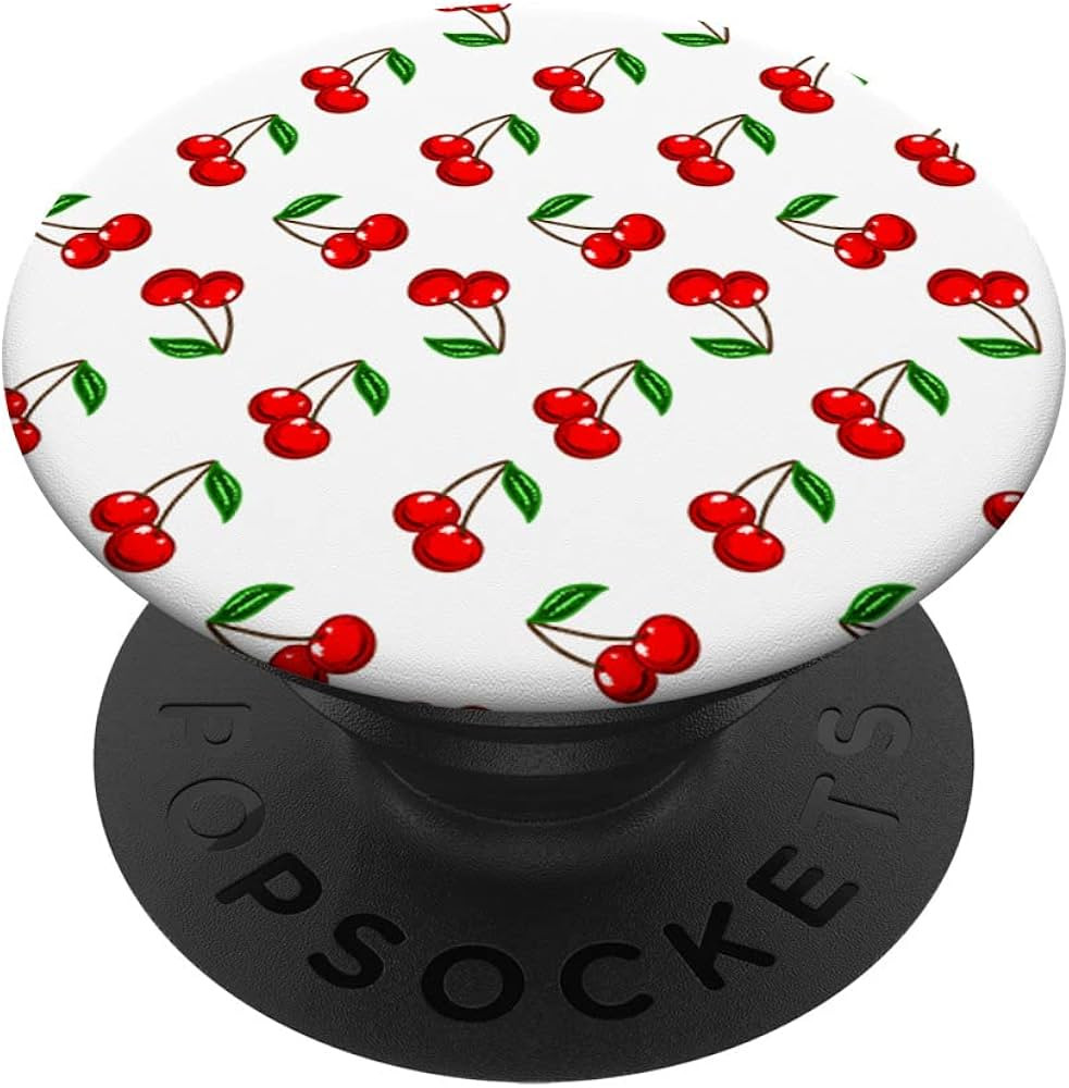 Cartoon Cherry Cherries Pattern Cute Fruit Food Lover Foodie PopSockets Swappable PopGrip | Amazon (US)