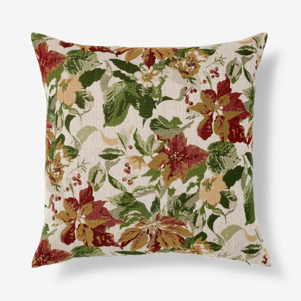 Woven Holiday Floral Square Throw Pillow Red/Green/Cream - Threshold™ designed with Studio Mcge... | Target