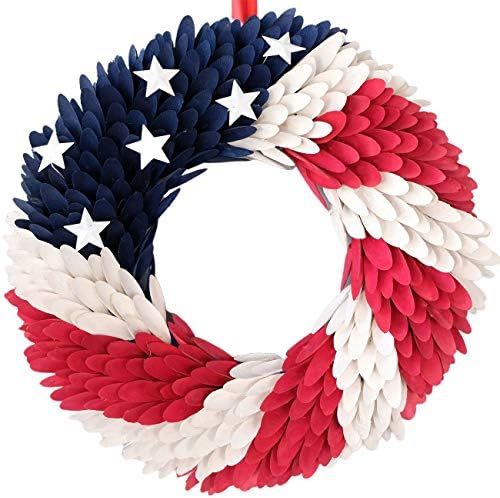 idyllic July 4th Wreath Americana Patriotic Wreath Handcrafted Memorial Day Wreath Festival Garla... | Amazon (US)