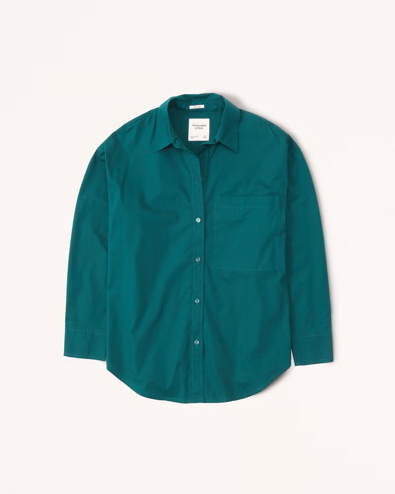 Oversized Poplin Button-Up Shirt | Abercrombie & Fitch (US)