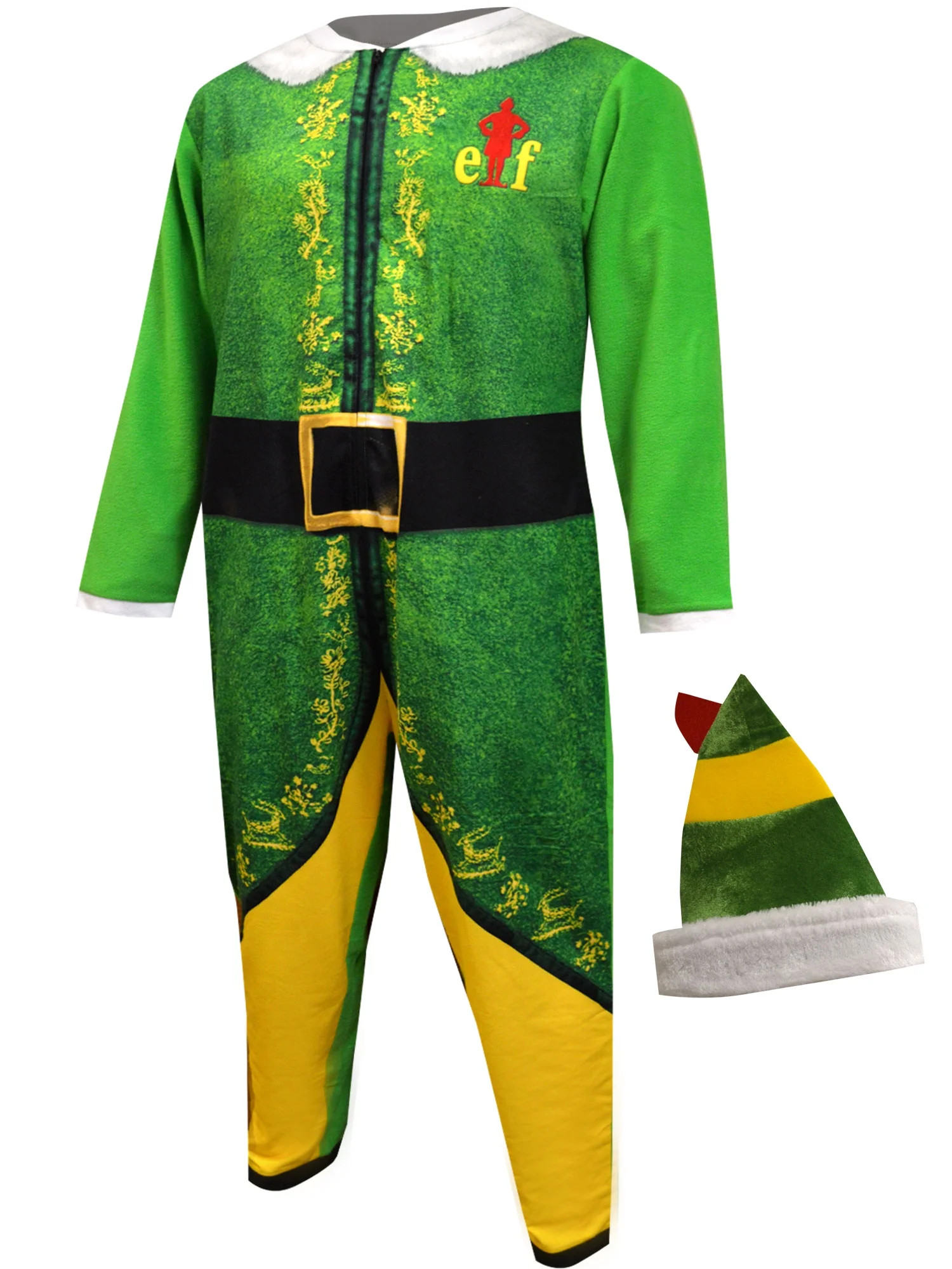 Briefly Stated Mens Buddy the Elf Look Like Buddy Onesie Pajama with Hat (Medium) | Walmart (US)