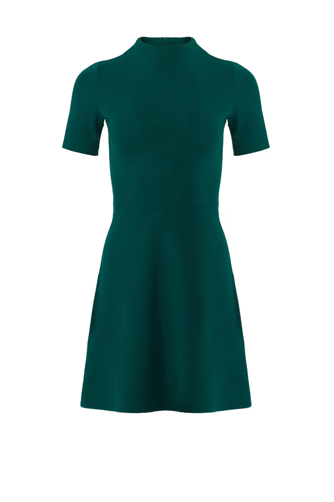 Slate & Willow Green Mock Neck Flare Dress | Rent The Runway