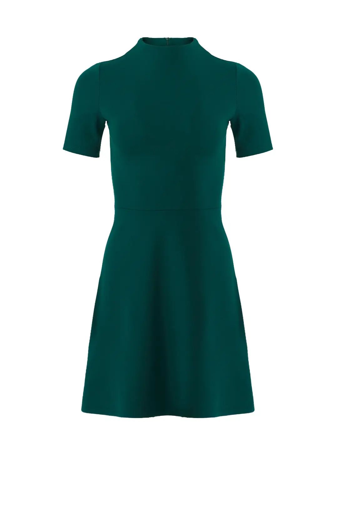 Slate & Willow Green Mock Neck Flare Dress | Rent The Runway