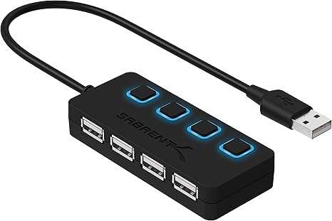 SABRENT 4 Port USB 2.0 Data Hub with Individual LED lit Power Switches [Charging NOT Supported] f... | Amazon (US)