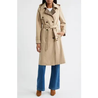 London Fog Heritage Trench Raincoat with Removable Hood in Black at Nordstrom, Size Small | Nordstrom