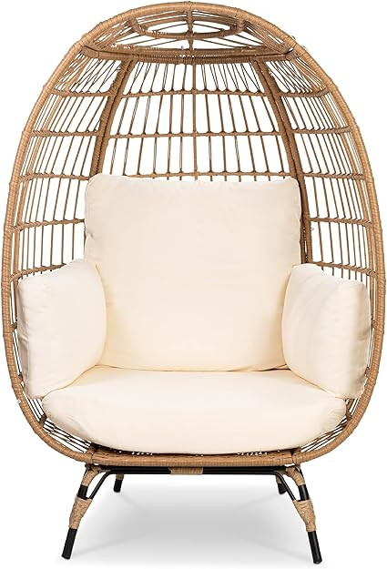 Best Choice Products Wicker Egg Chair, Oversized Indoor Outdoor Lounger for Patio, Backyard, Livi... | Amazon (US)