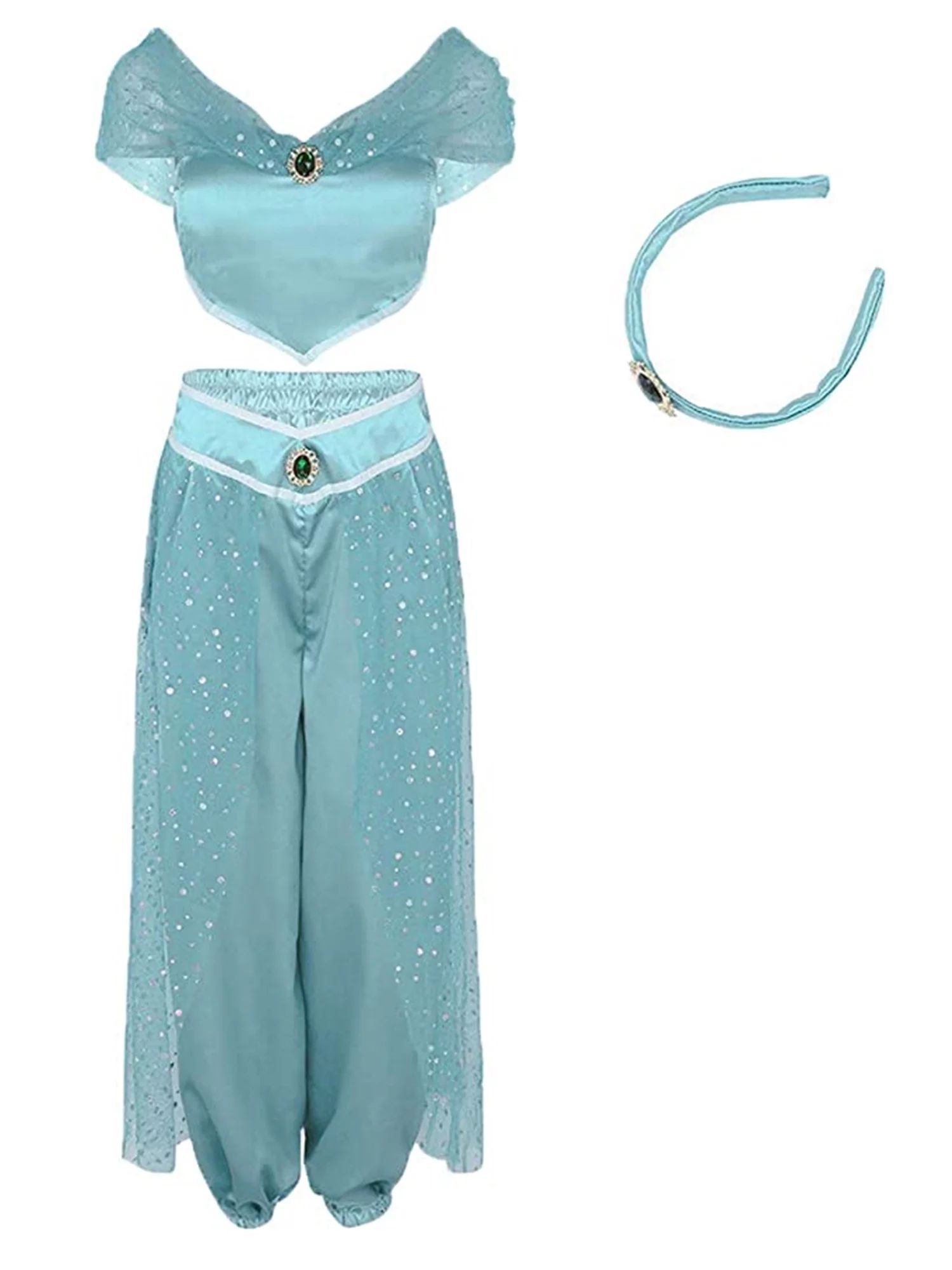 Women Aladdin Jasmine Princess Costumes Fancy Sequin Suit Dress Halloween Party Cosplay | Walmart (US)
