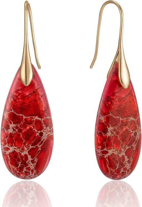 SELOVO Stone Fishhook Dangle Drop Earrings Statement Earrings for Women Stone | Amazon (US)