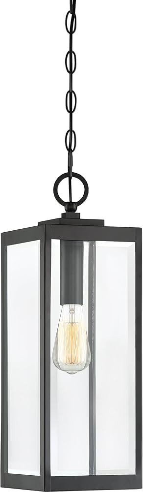 Quoizel Westover Outdoor Hanging Lantern, 21 Inch 1-Light Earth Black Modern Ceiling Mount Light,... | Amazon (US)