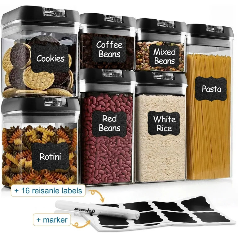 Airtight Food Storage Containers With Lids, 7 PCS BPA Free Kitchen Plastic Storage Containers for... | Walmart (US)