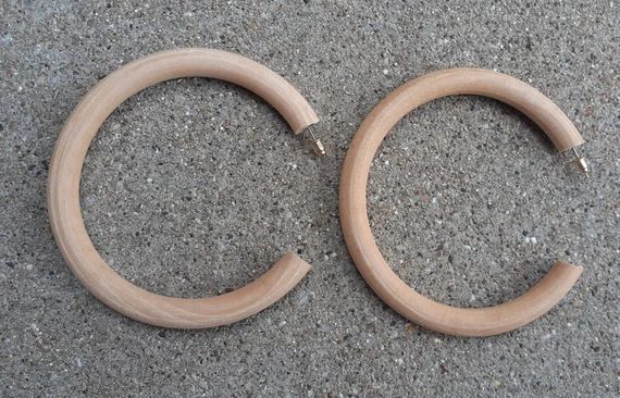 Extra Large Chunky Natural Unstained Wood Hoop Earrings | Etsy | Etsy (US)