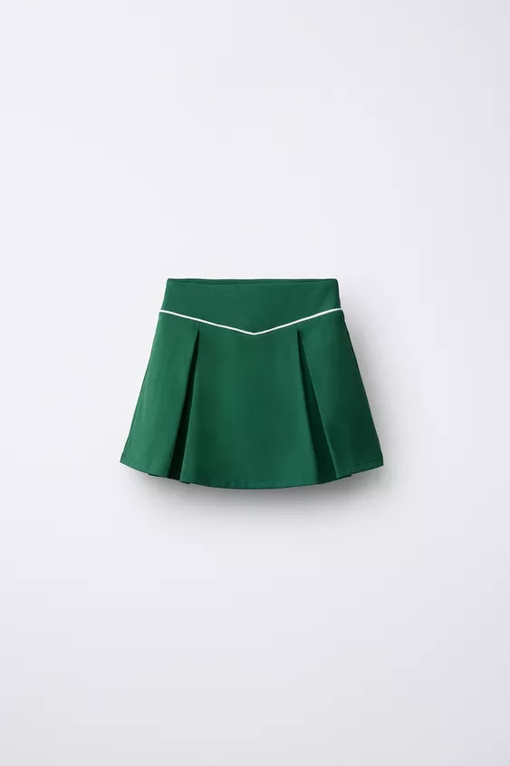 BOX PLEAT SKIRT WITH CONTRAST TRIM | Zara UK