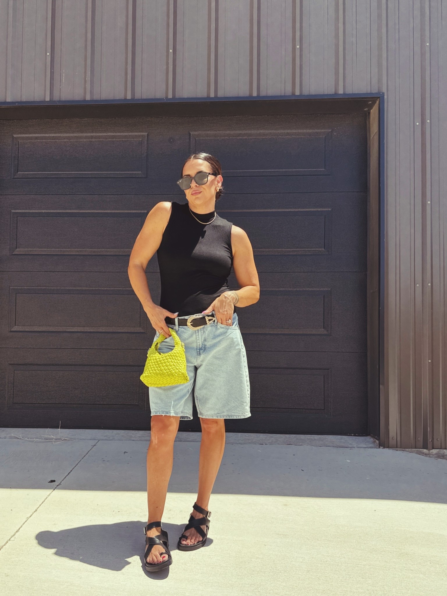 Mock neck & Jorts….ohhhh she’s daring. 
Mock Neck: large
Jorts: get your true size 
Sandals: true to size

#LTKOver40 #LTKMidsize #LTKgrwm