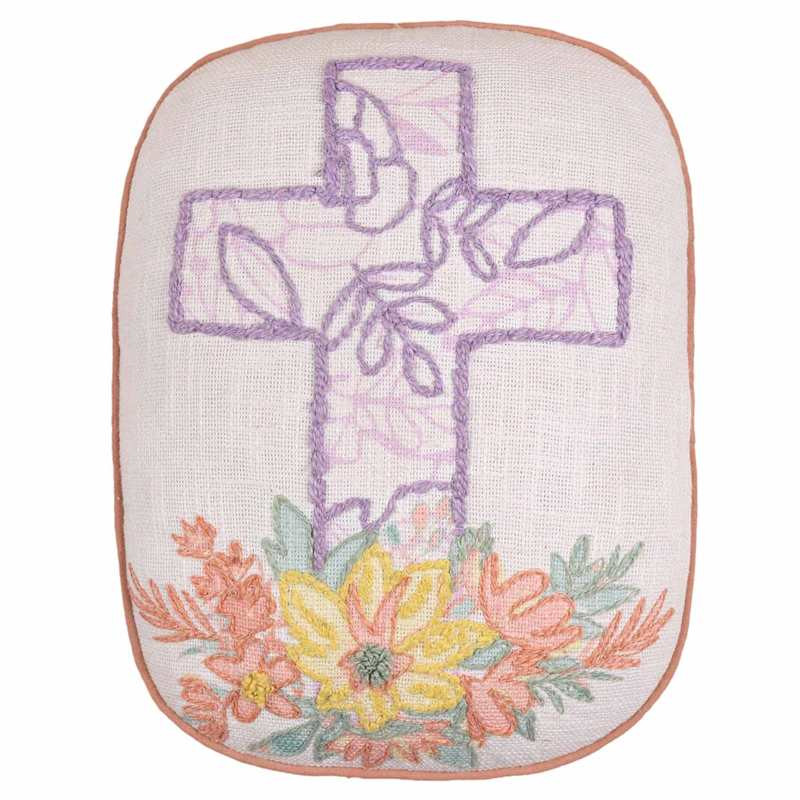 Embroidered Cross Easter Throw Pillow, 12x15 | At Home
