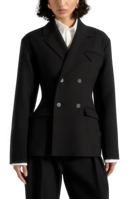 Manière De Voir Maia Double Breasted Blazer in Black at Nordstrom, Size 0 | Nordstrom