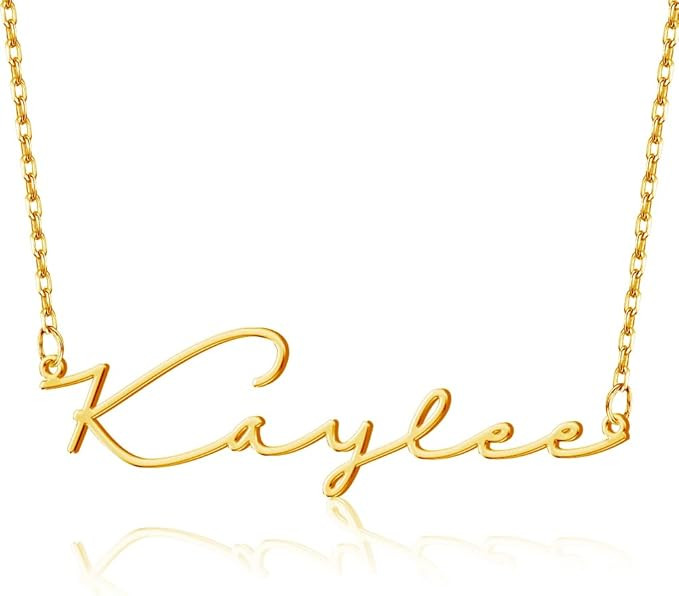 Yofair Custom Name Necklace Personalized 18K Gold Plated Nameplate Pendant Gift for Women | Amazon (US)