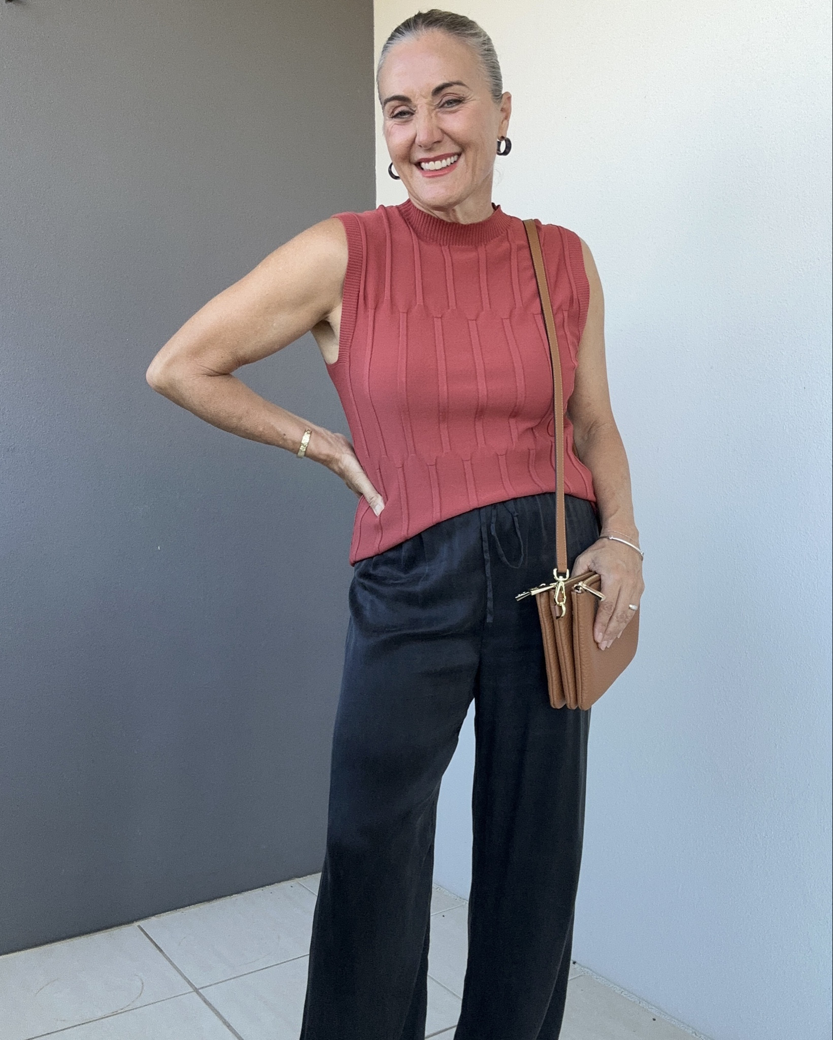 Creating a simple silhouette. 
Pants size 10
Knit size L

#LTKaustralia #LTKover50style #LTKsummer