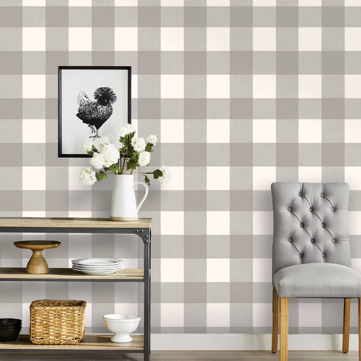 Buffalo Plaid Peel & Stick Wallpaper Gray - Threshold™: Removable, Self-Adhesive, Stain-Resista... | Target