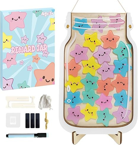 Reward Jar for Classroom Board, Magnetic Star Jar Incentive System for Kids with 24 Colorful, Cla... | Amazon (US)