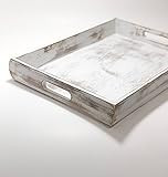 Farmhouse Wooden Serving Tray, Wood Ottoman Tray, White Chippy Coffee Table Tray, Rustic Bed Tray | Amazon (US)