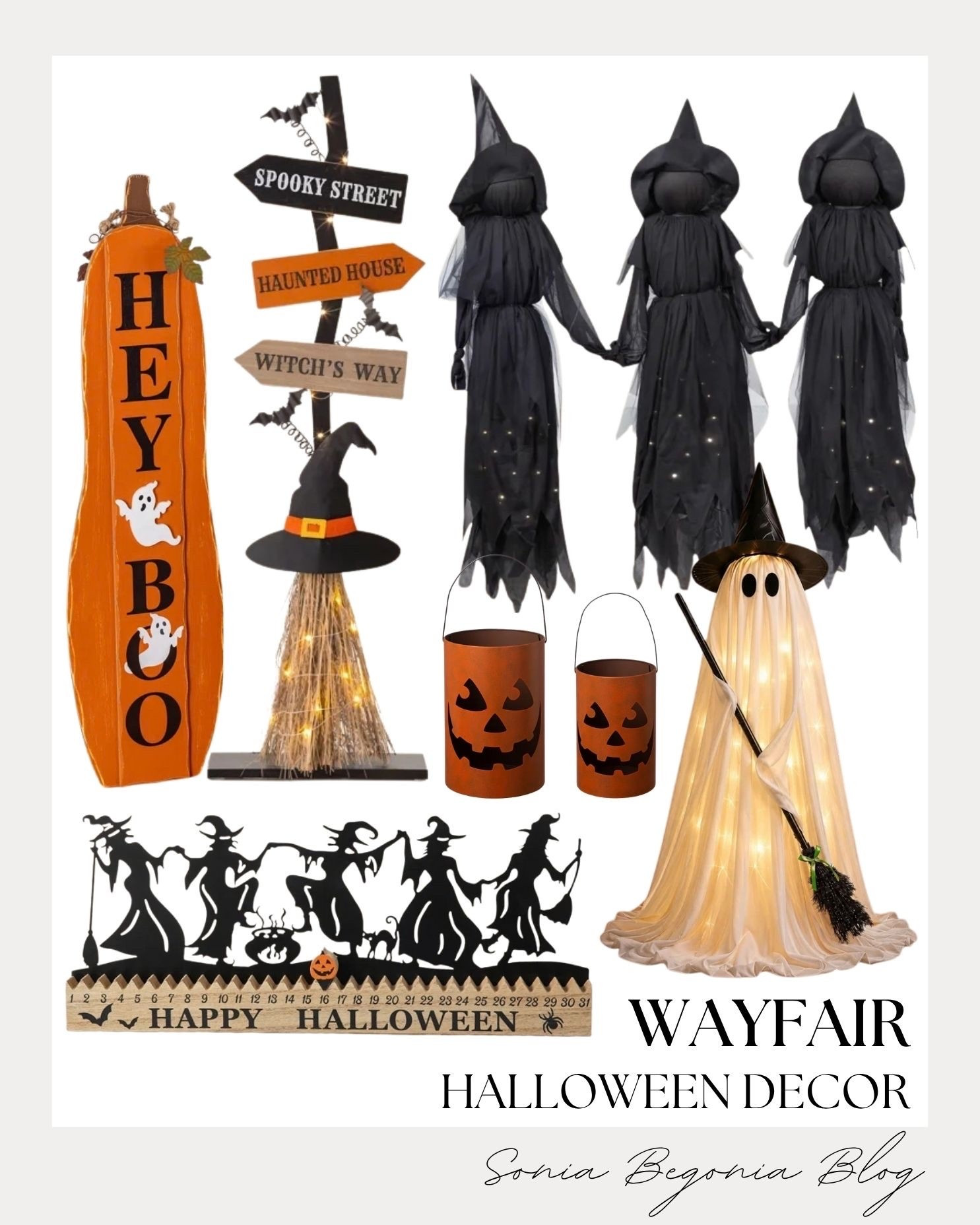 Spooky Wayfair outdoor decor! 🎃

I selected festive Halloween pieces including holding-hands witch figures, an illuminated ghost with a broomstick, a directional signpost, and a wooden "Hey Boo" porch sign.

I added jack-o'-lantern metal lanterns and a witchy countdown calendar to finish the setup. 🧹✨

#Wayfair #WayfairHome #HalloweenDecor #SpookySeason #LTKhome #OutdoorDecor #HalloweenInspo #FallDecor

#LTKSeasonal #LTKHome