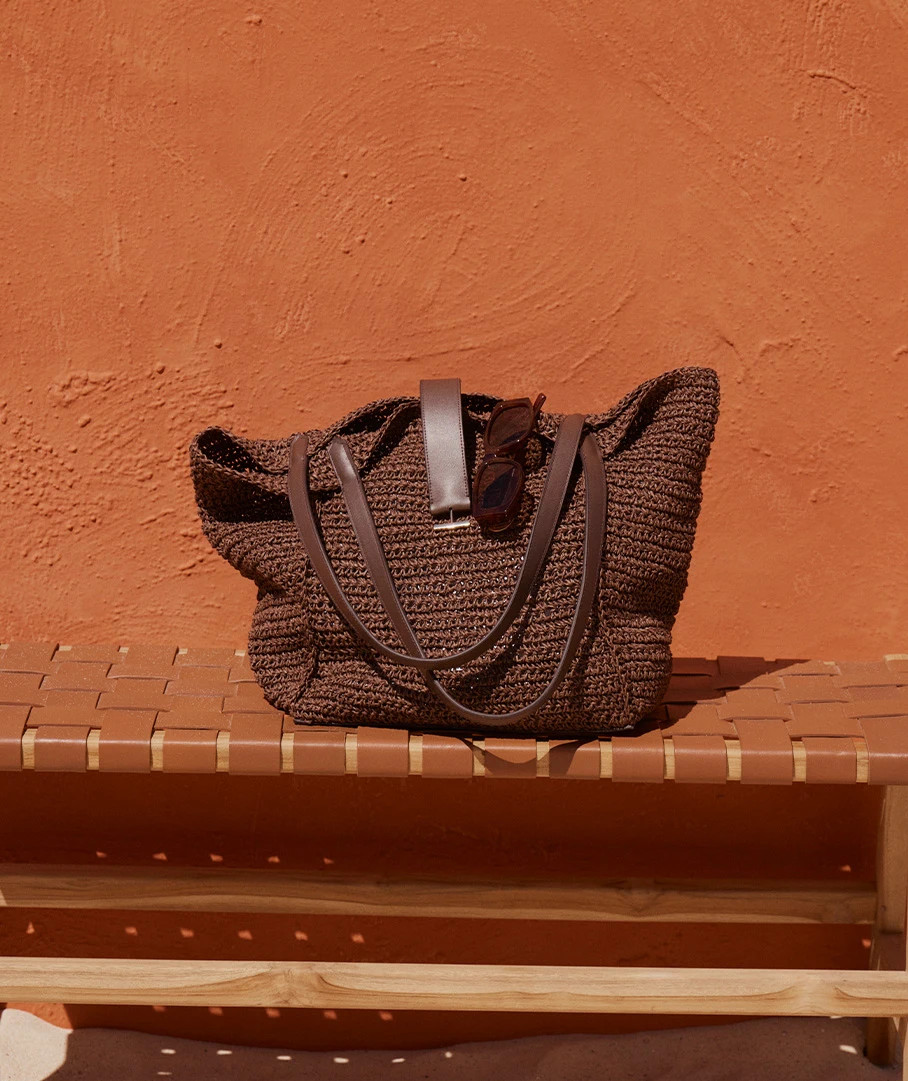 Raffia Buckle Tote Bag - Cacao | Sussan