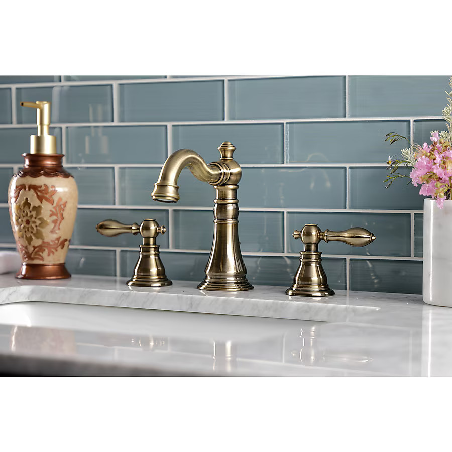 Kingston Brass American Classic Antique brass Widespread 2-handle Mid-arc Residential Handle Bath... | Lowe's