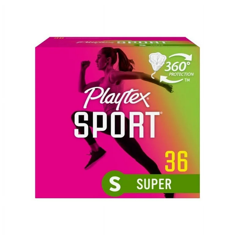 Playtex Sport Super Plastic Applicator Tampons, 36 Ct, 360 Degree Sport Level Period Protection, ... | Walmart (US)