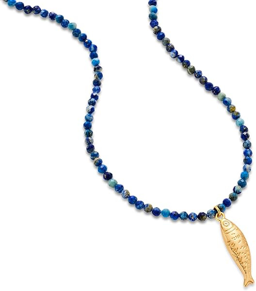 Boho Fish Necklace for Women - Blue Natural Stone Fish Pendant Necklace, Bohemian Beach Jewelry C... | Amazon (US)