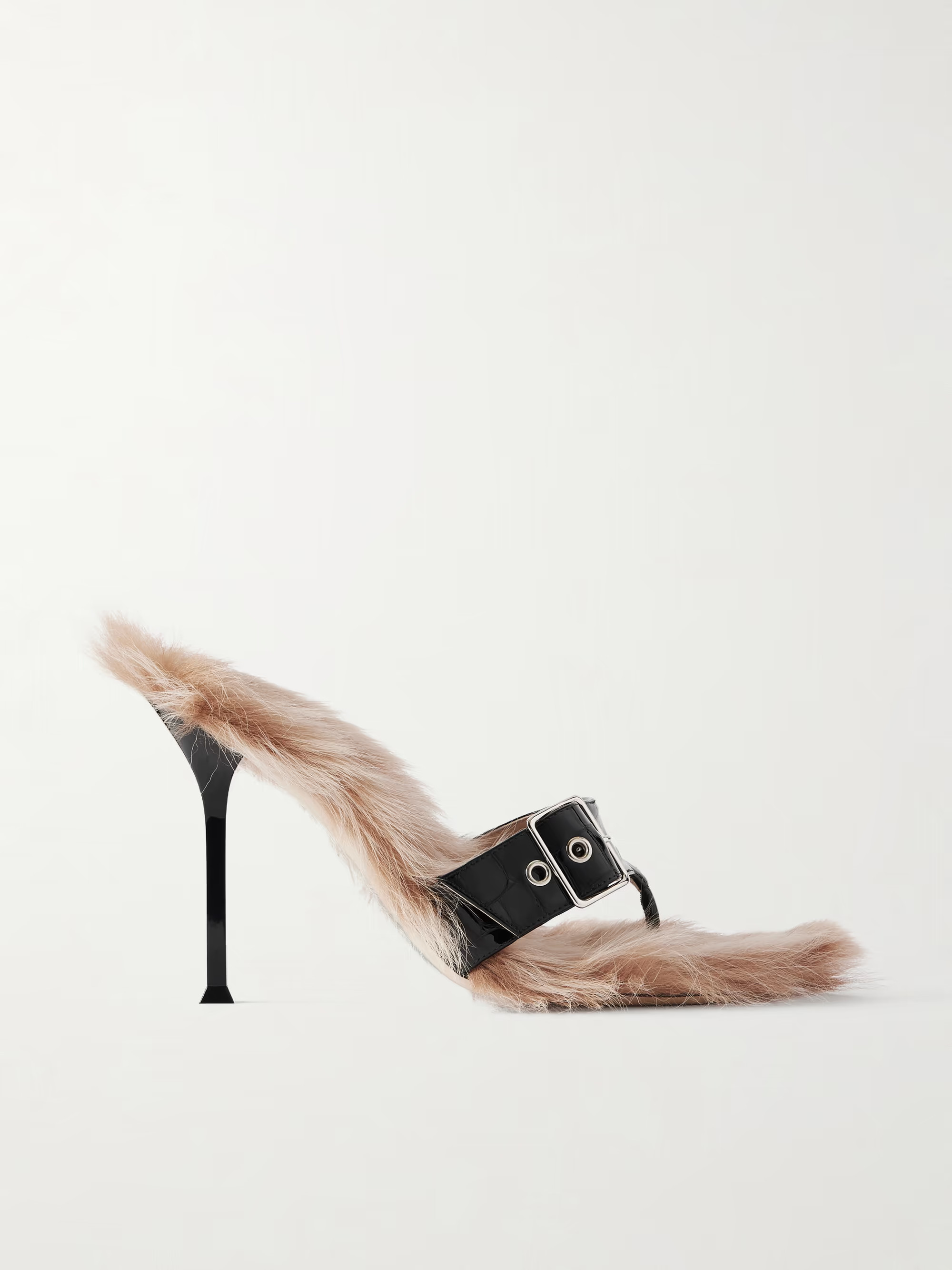 Helix buckled shearling-lined croc-effect leather sandals | NET-A-PORTER (UK & EU)