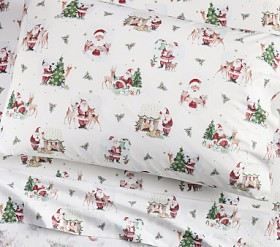 Holly Jolly Santa Organic Sheet Set | Pottery Barn Kids