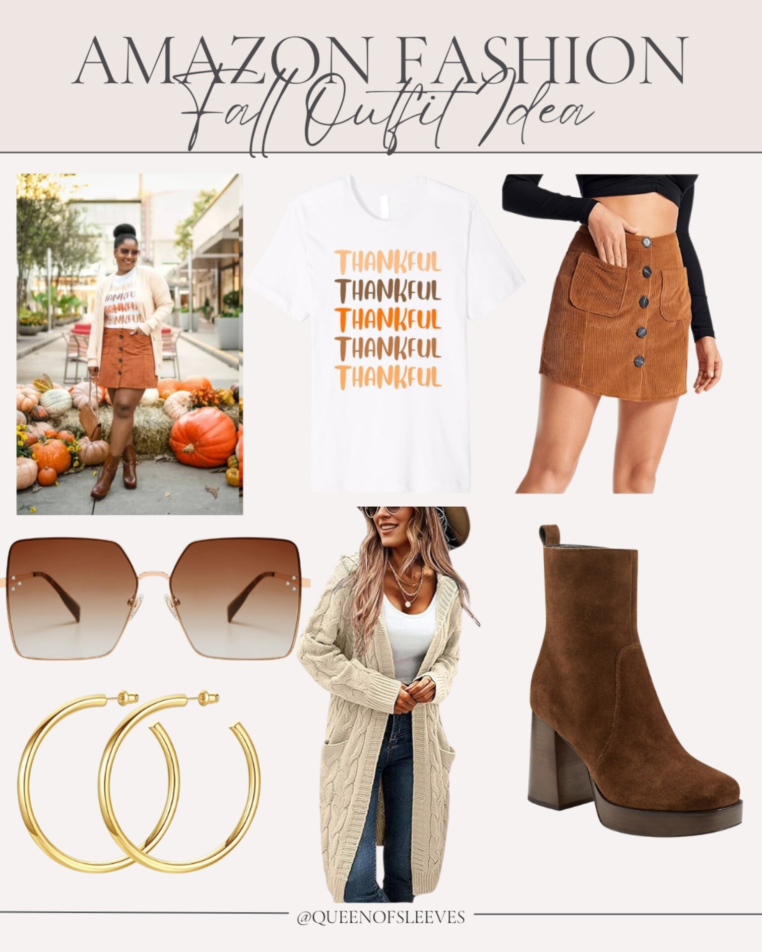 Cozy meets cute 🍂 My Amazon fall look is all about neutrals, boots & thankfulness!🧡Amazon fashion / fall outfit idea / thankful tee / corduroy skirt / fall neutrals / Amazon cardigan / platform boots / cozy fall outfit / fall fashion finds / Thanksgiving outfit / plus size fall outfit / midsize fashion / cute fall look / sweater weather outfit / affordable fall fashion / fall capsule wardrobe / trendy Amazon finds

#LTKSeasonal #LTKFindsUnder50 #LTKMidsize