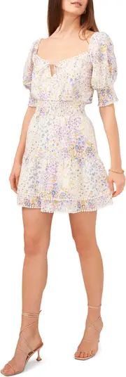 Floral Print Puff Sleeve Cotton Minidress | Nordstrom
