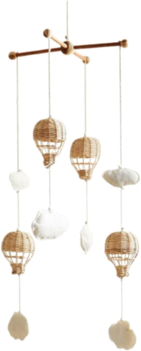 Baby Mobile for Crib Decorating Rattan Hot Air Balloon Pendant Cloud Ornament for Infant Sensory ... | Amazon (US)
