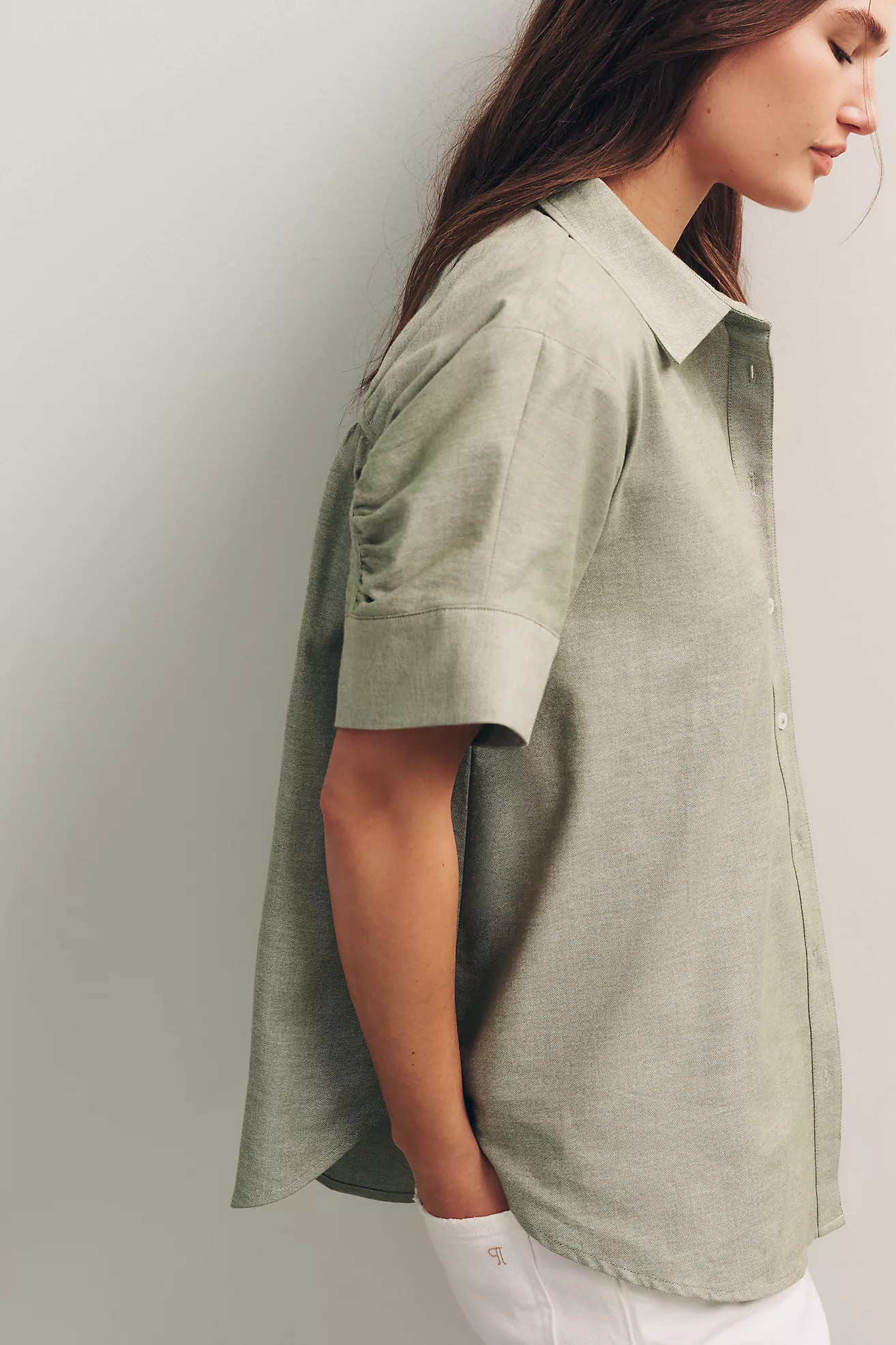 Maeve Short-Sleeve Yoke Shirt | Anthropologie (US)